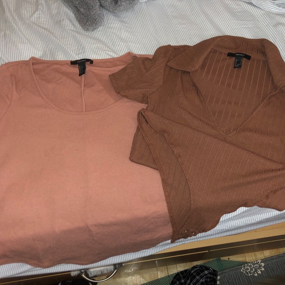 Forever 21 body suit in size L & Shirt in size S